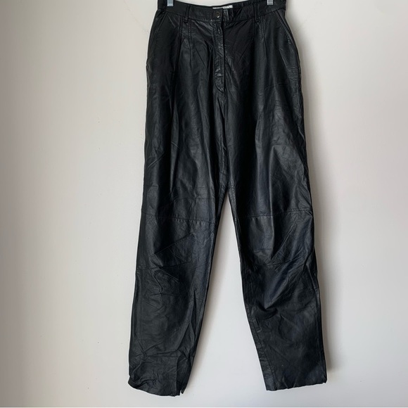 LA Vogue 100% Genuine Leather Pants Black Size 14 Vintage - Picture 3 of 14
